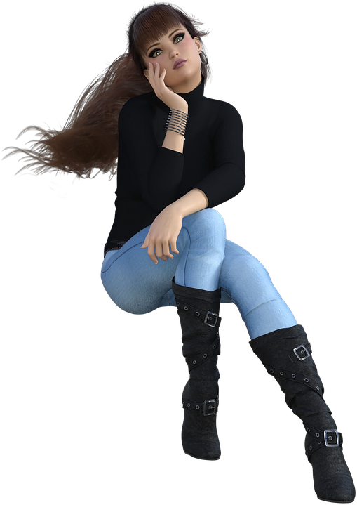 Contemplative3 D Character Sitting PNG with transparent background