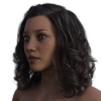 Contemplative3 D Portrait PNG with transparent background