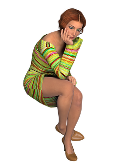 Contemplative3 D Rendered Woman