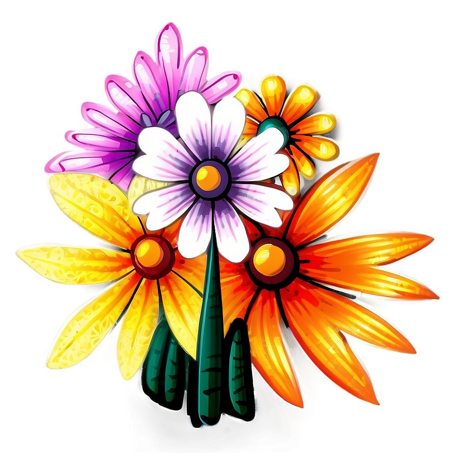 Contemporary Flower Doodle Png 06272024