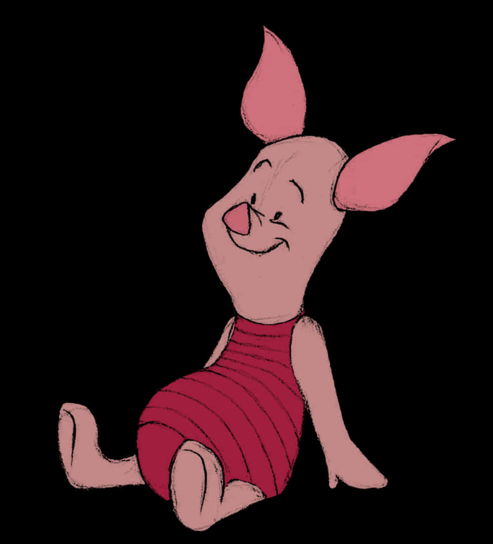 Contented Piglet Cartoon Illustration PNG with transparent background