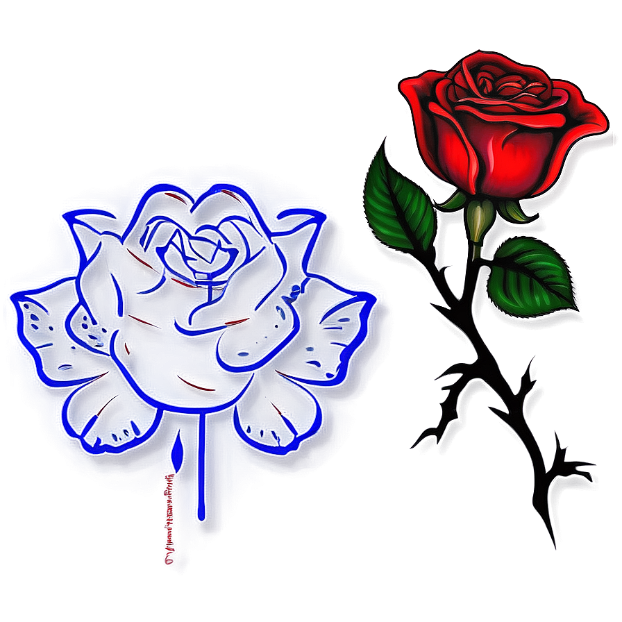 Contour Rose Tattoo Design Png Cwv