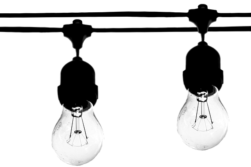 Contrasting Lightbulbs Black Background PNG with transparent background