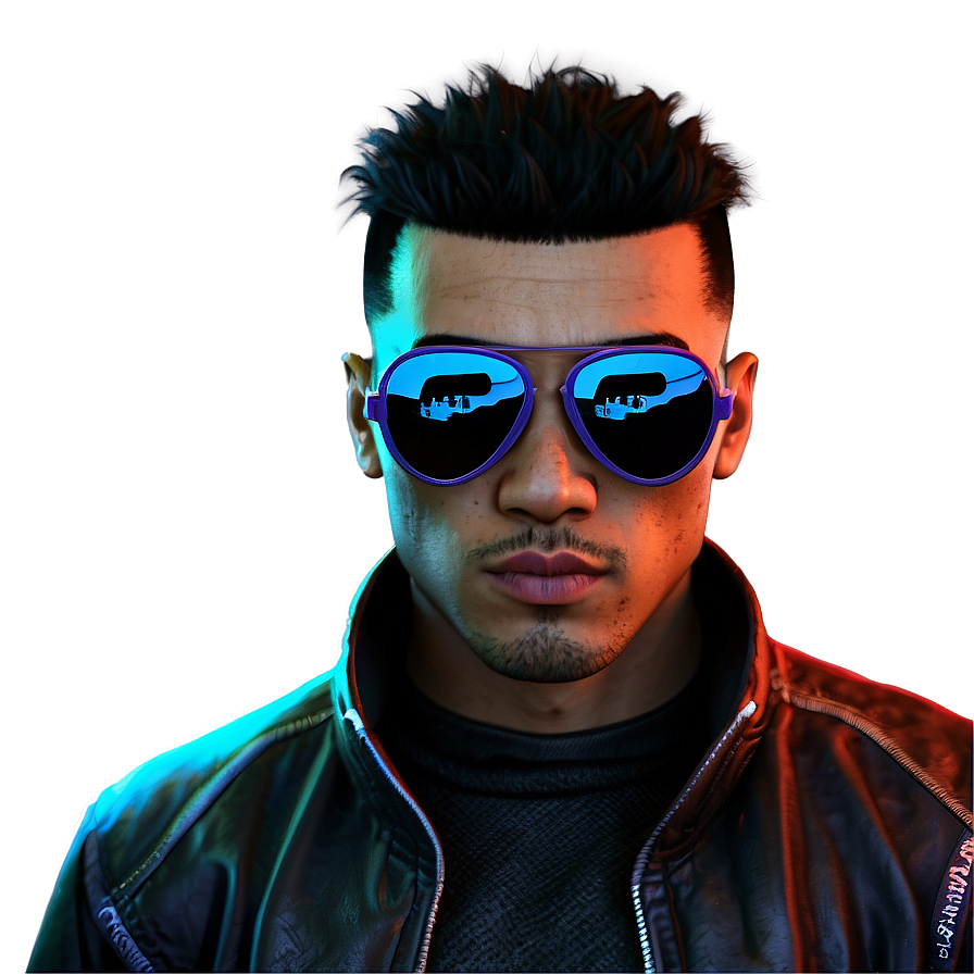 Cool Guy In Cyberpunk Style Png Dkc11