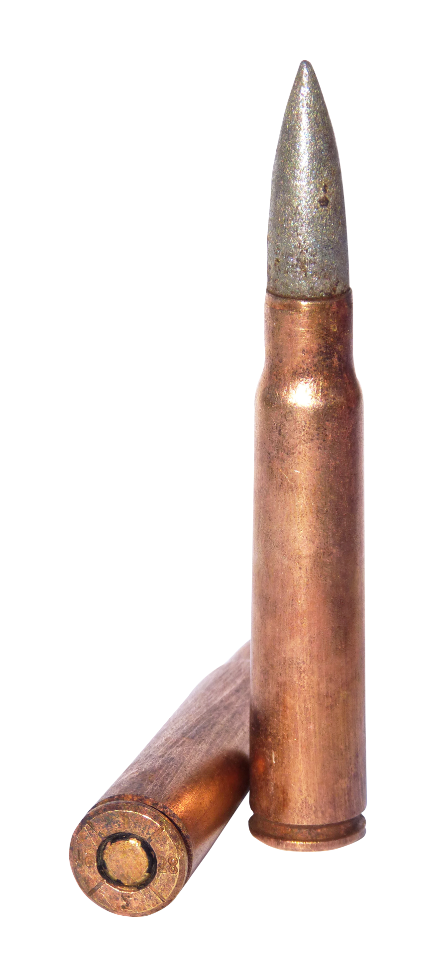 Copper Bullet Cartridge Standing PNG with transparent background