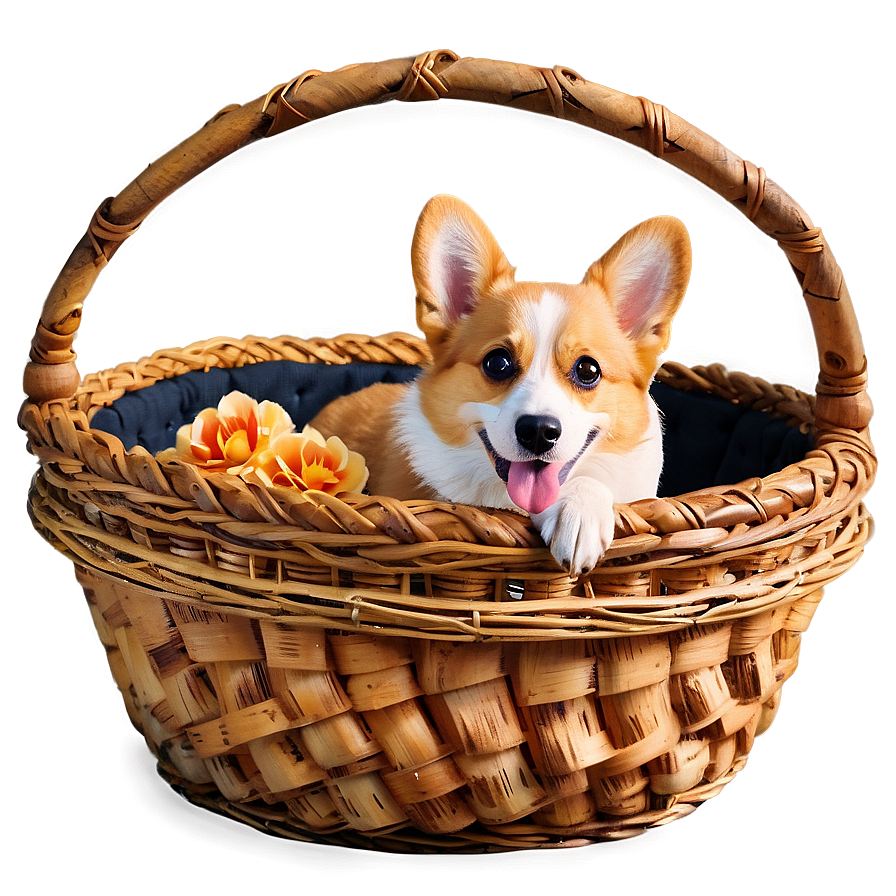 Corgi In Basket Png 05212024