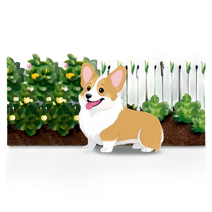 Corgi In The Garden Png 71