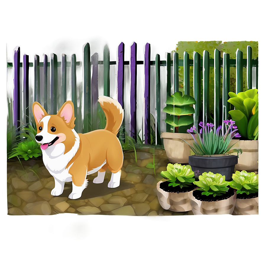 Corgi In The Garden Png Ogk44