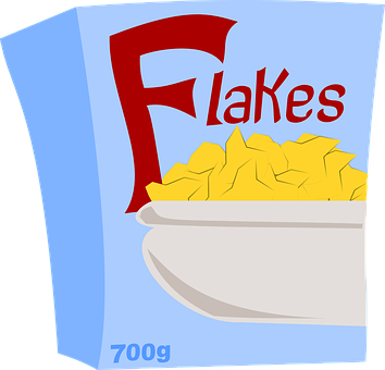 Corn Flakes Cereal Box Graphic PNG with transparent background