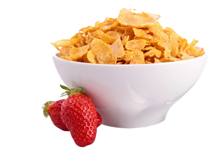 Cornflakes Cereal Bowlwith Strawberry.png PNG with transparent background