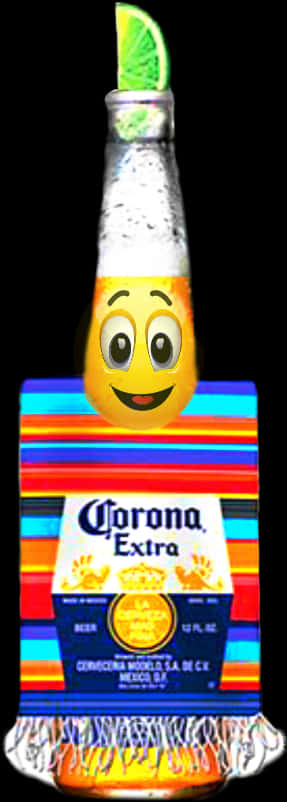 Corona Beer Bottlewith Limeand Emoji Face