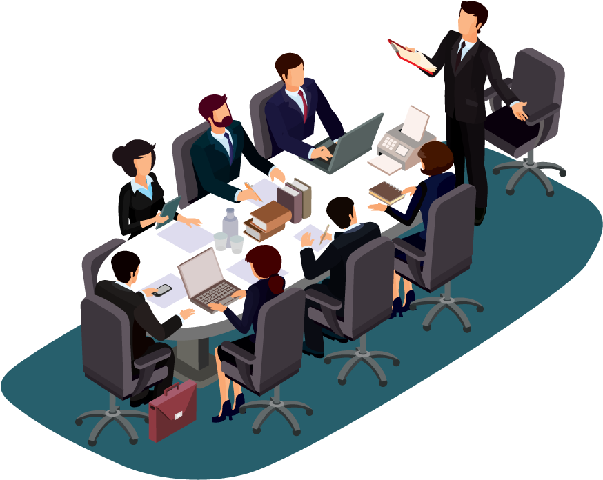 Corporate Team Meeting Illustration PNG with transparent background