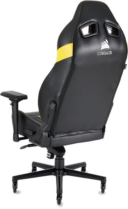 Corsair Gaming Chair Black Yellow PNG with transparent background