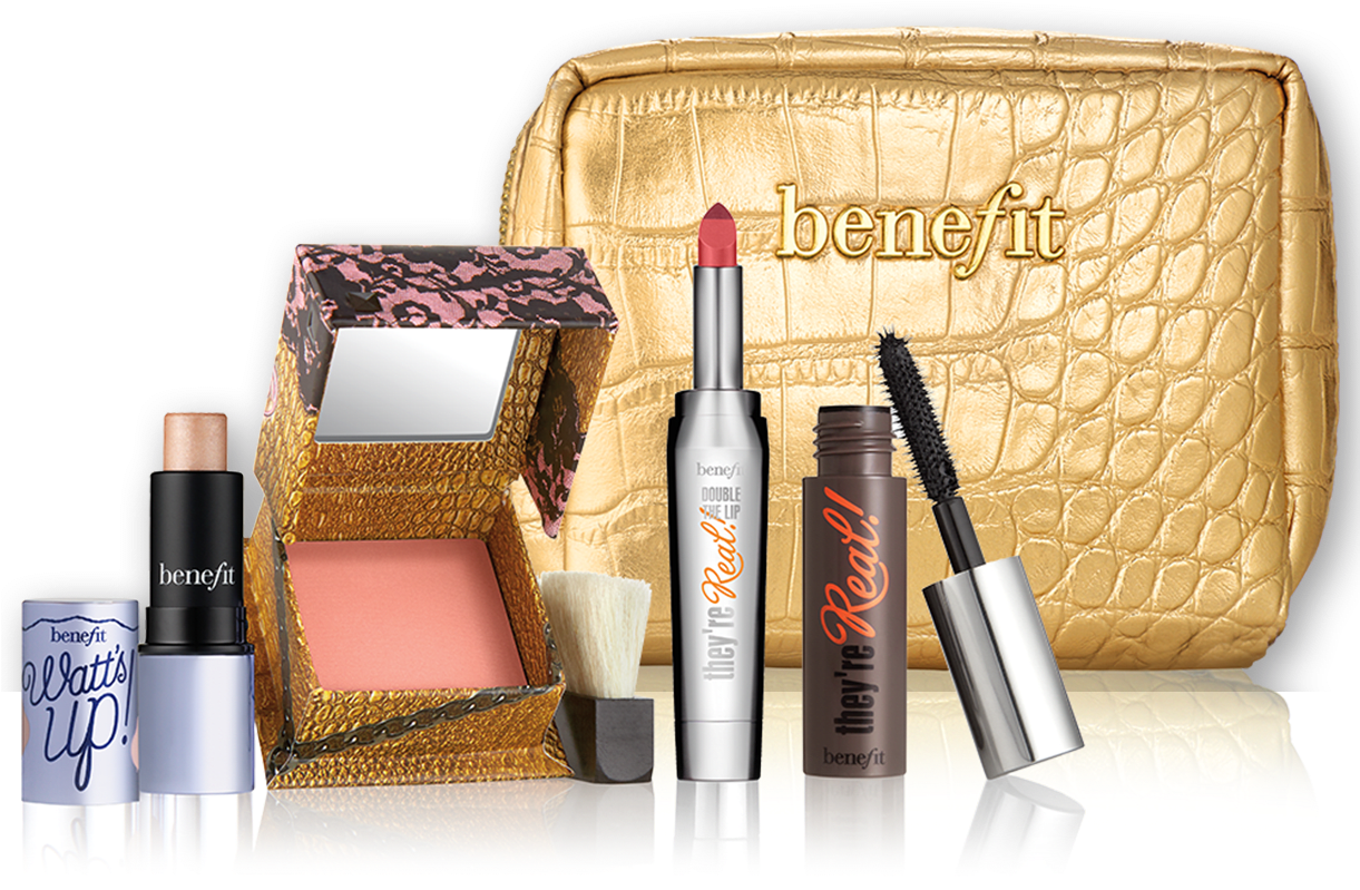 Cosmetic Collection Golden Case PNG with transparent background