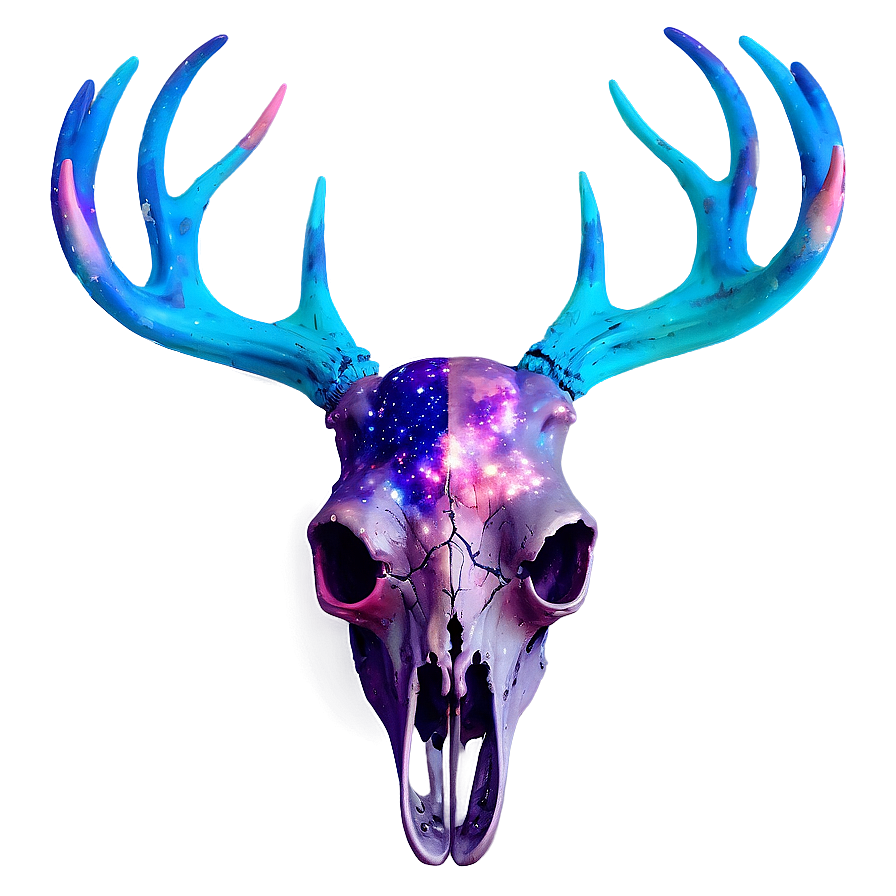 Cosmic Deer Skull With Galaxies Png 06132024