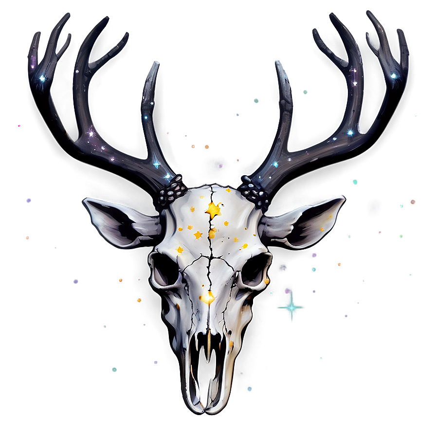 Cosmic Deer Skull With Galaxies Png Ioc