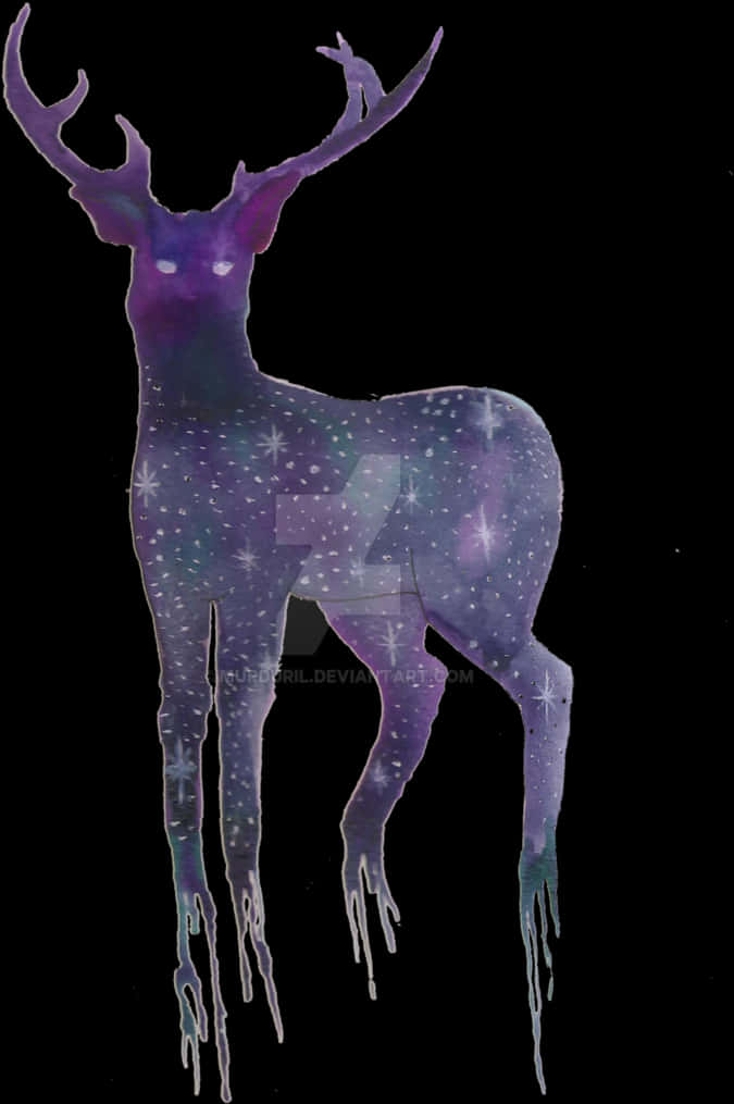 Cosmic Stag Artwork PNG with transparent background