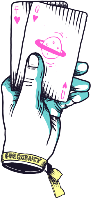 Cosmic Tarot Card Hand Illustration