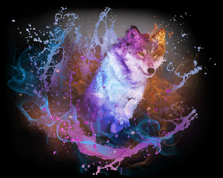 Cosmic Wolf Artwork PNG with transparent background