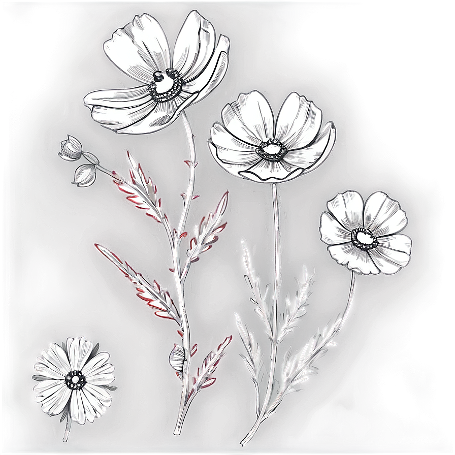 Cosmos Flower Sketch Png Vlr75