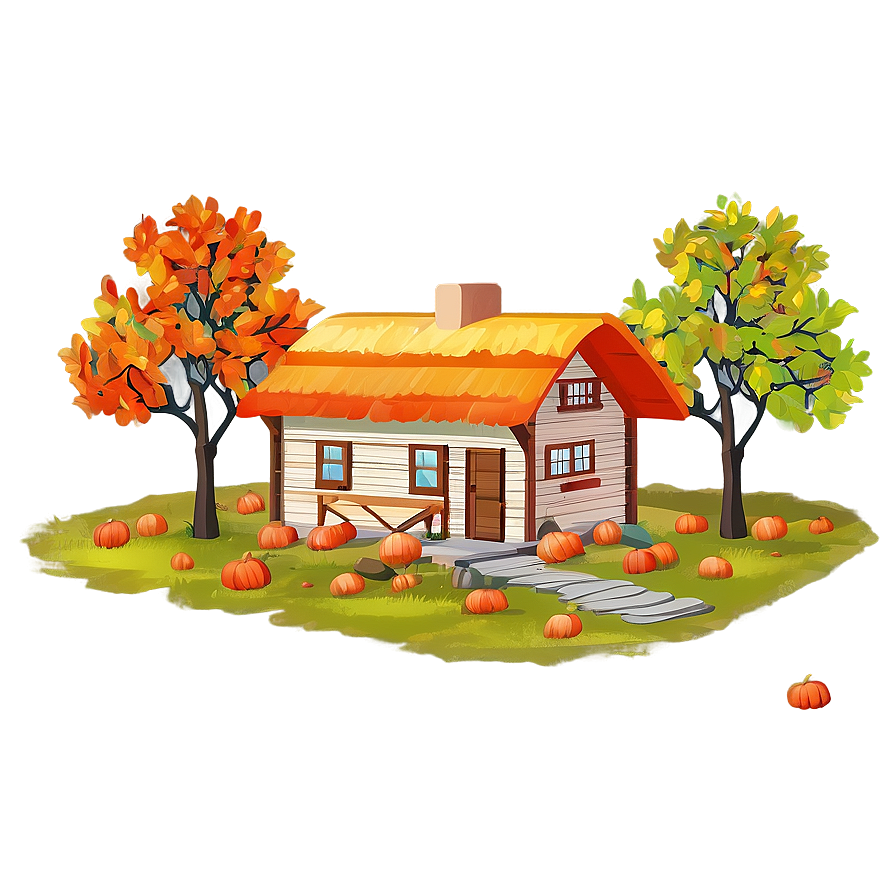 Cottage In Autumn Colors Png 41