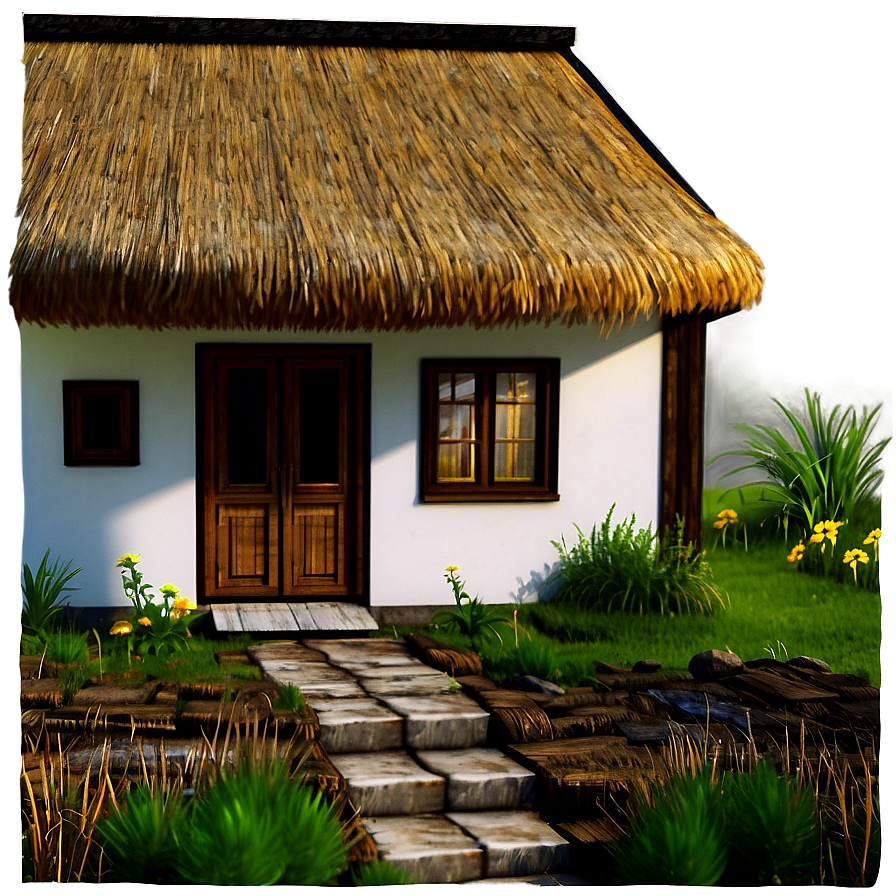 Cottage with a Thatched Roof PNG 11 PNG image with a transparent background, free high-resolution download