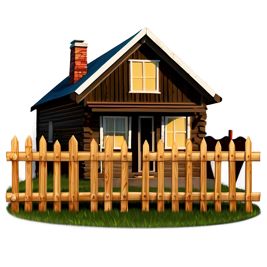 Cottage With Picket Fence Png Mlu19