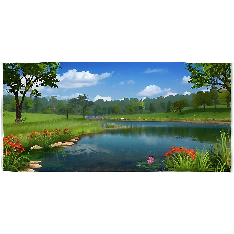 Country Pond Scenery Png Bxb