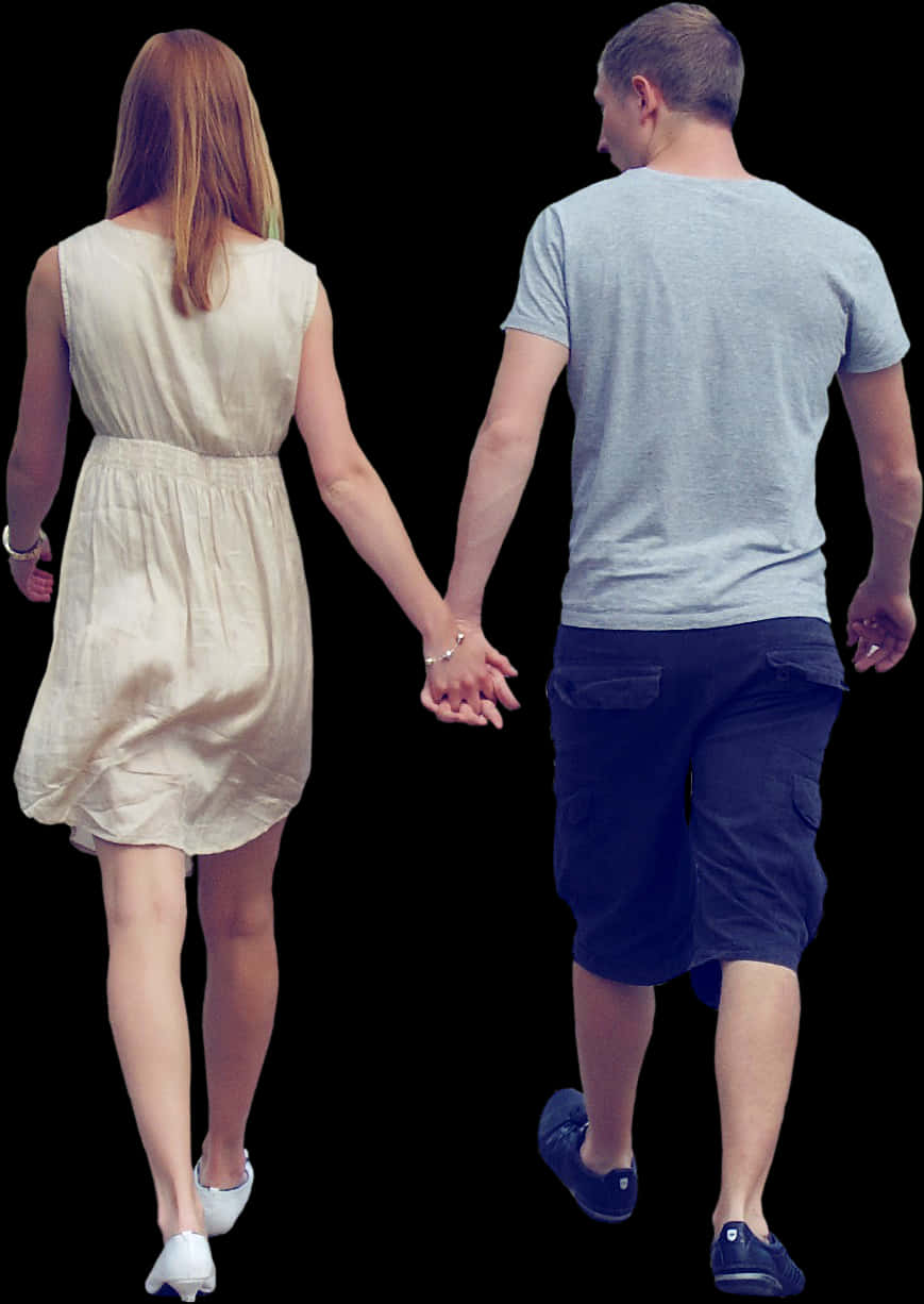 Couple Holding Hands Walking Away PNG with transparent background