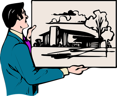 Couple Lookingat House Drawing PNG with transparent background