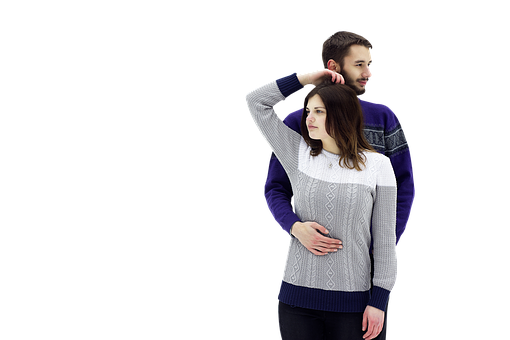 Couplein Sweaters Posing PNG with transparent background