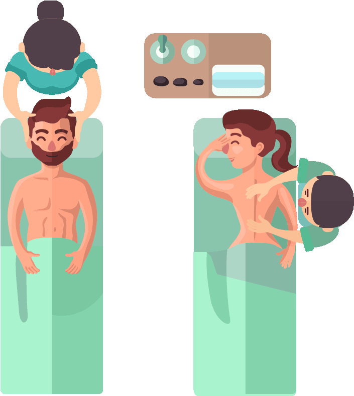 Couples Massage Session Cartoon