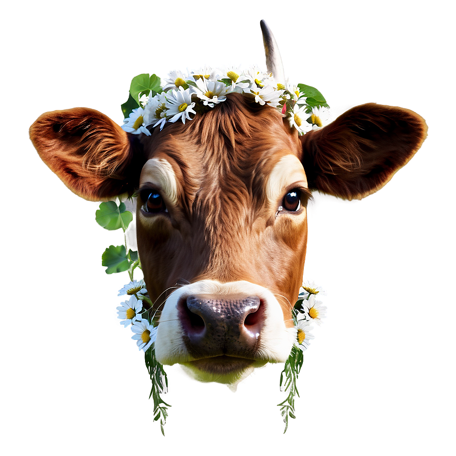 Cow Head With Flowers Png Rub