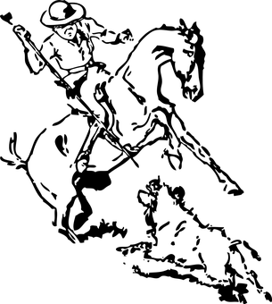 Cowboy Silhouetteat Dusk PNG with transparent background