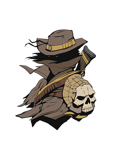 Cowboy Skullwith Hatand Bandana PNG with transparent background