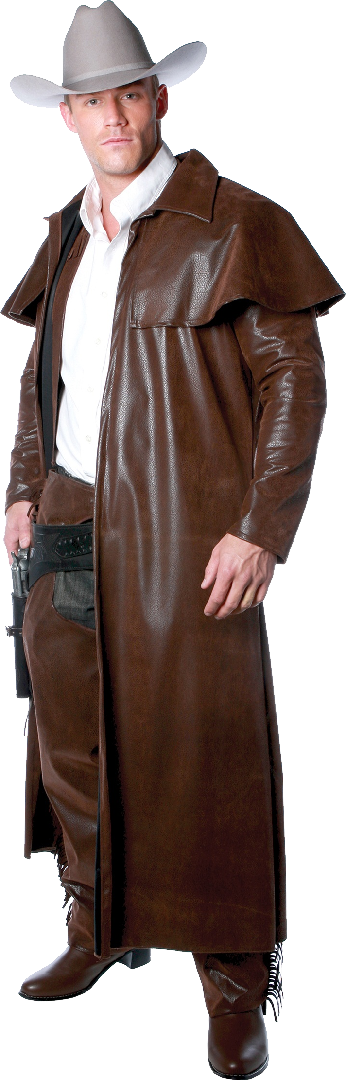 Cowboyin Brown Duster Coat PNG with transparent background