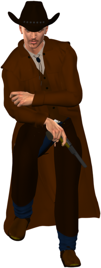 Cowboywith Knife Pose PNG with transparent background