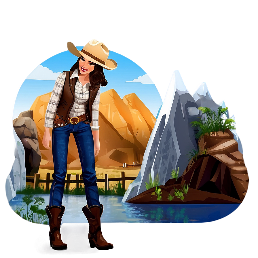 Cowgirl Adventure Scene Png 89