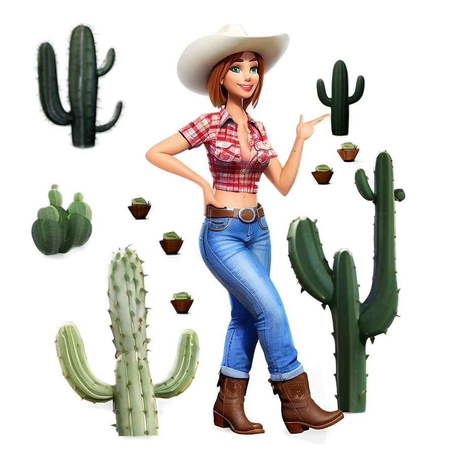 Cowgirl And Cactus Png 06112024