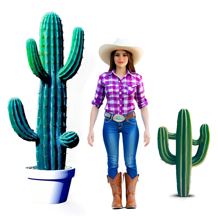 Cowgirl And Cactus Png Yam