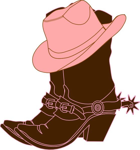 Cowgirl Bootsand Hat Illustration PNG with transparent background