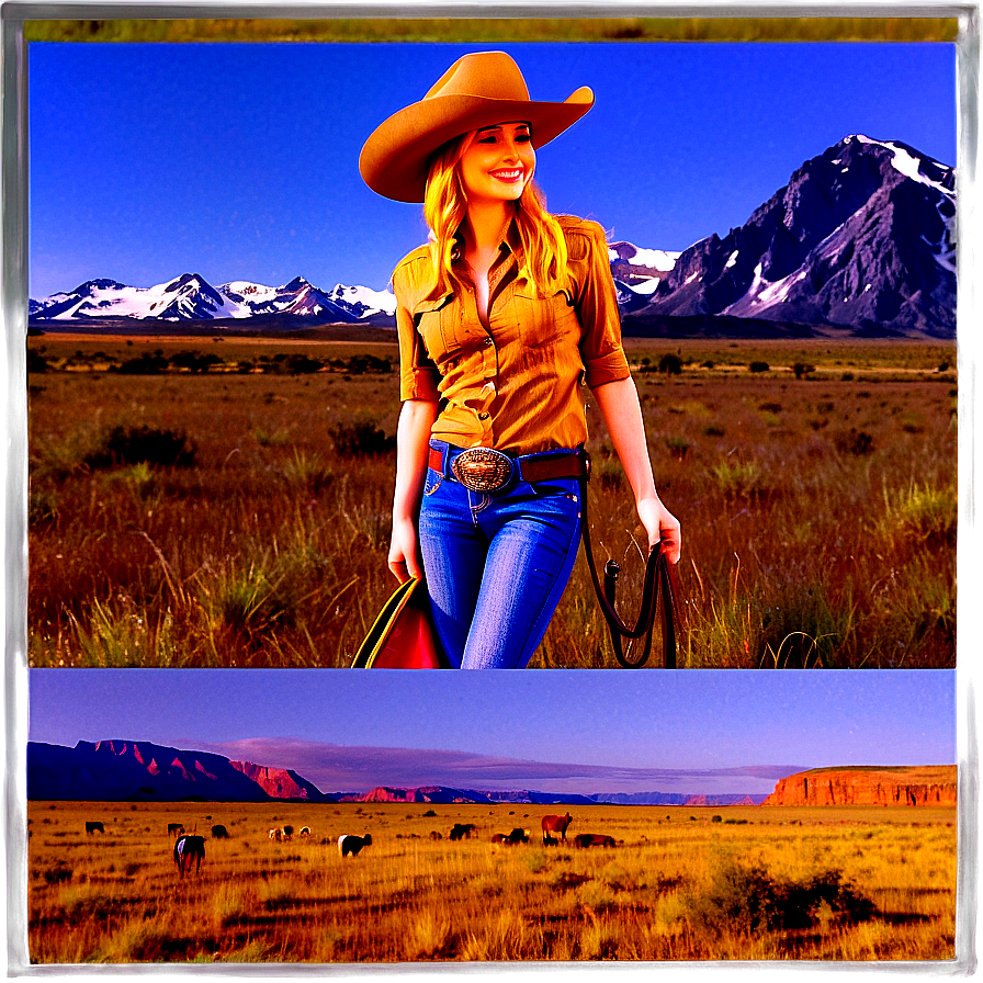 Cowgirl In Landscape Png 06112024