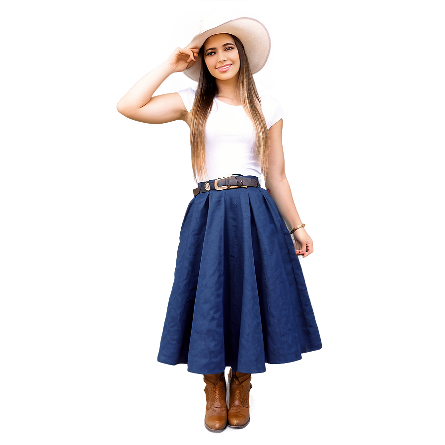 Cowgirl In Skirt And Hat Png 55