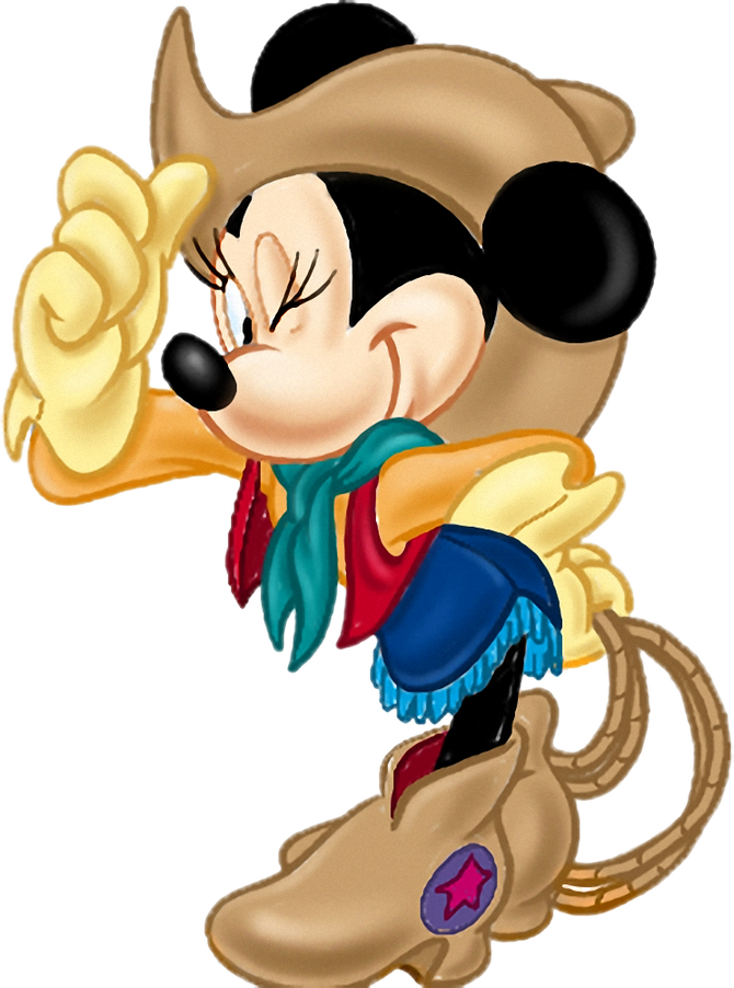 Cowgirl Minnie Mouse Pointing PNG with transparent background