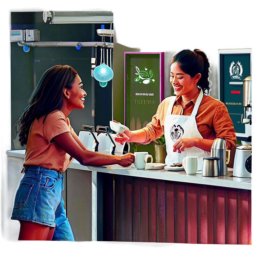 Cozy Cafe Barista Scene Png 50