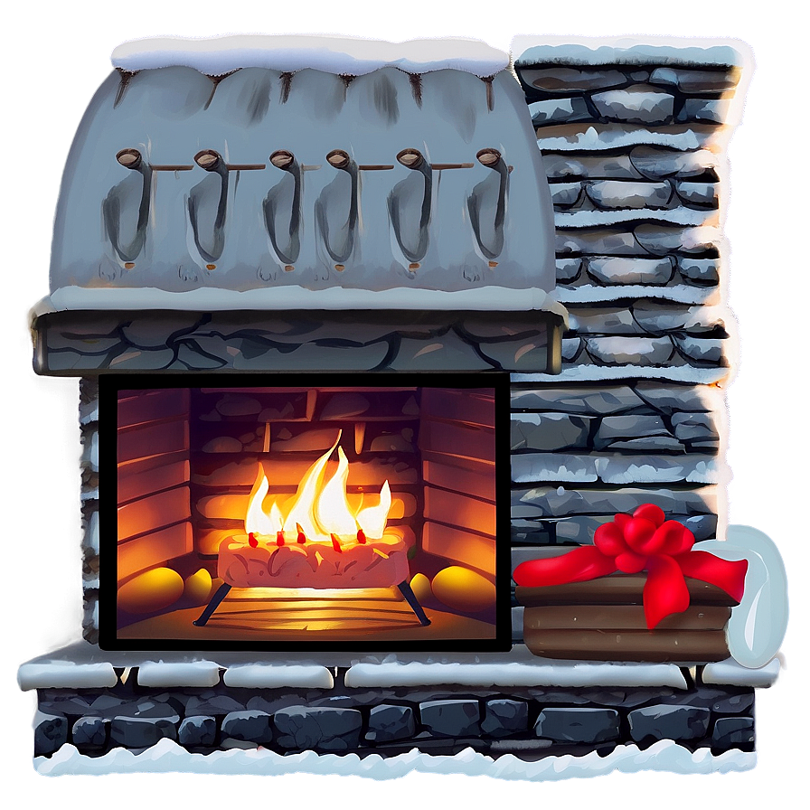 Cozy Christmas Eve Fireplace PNG 06252024 PNG with transparent background