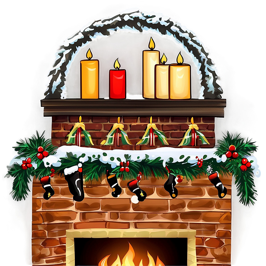 Cozy Christmas Fireplace Decor Png Bal