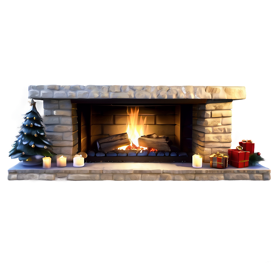 Cozy December Fireplace PNG fij PNG with transparent background