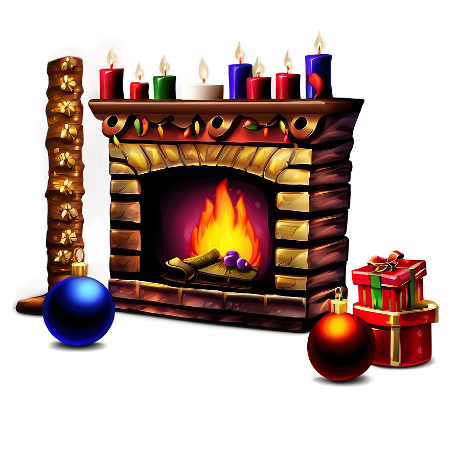 Cozy Merry Christmas Fireplace Png Rpm27