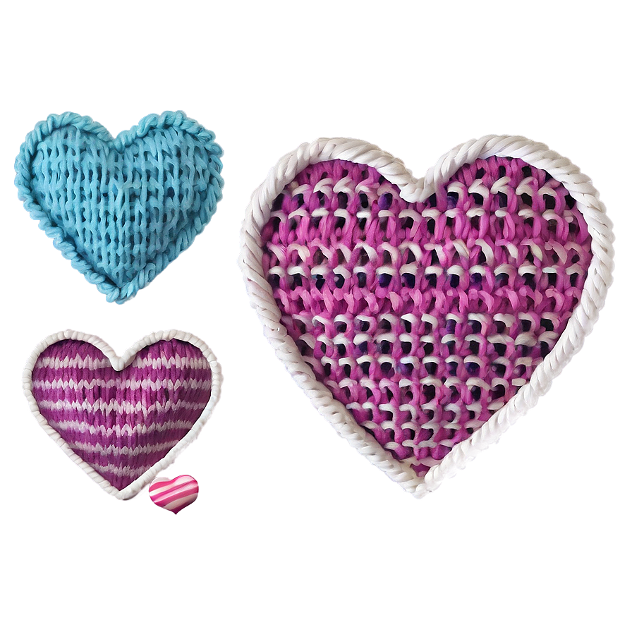 Cozy Valentine's Day Knitted Hearts Png 06202024